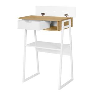 Bureau debout Space Placage en bois véritable / Métal - Chêne / Blanc