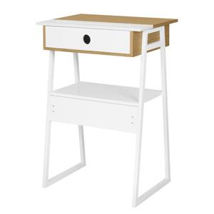 Bureau debout Space Placage en bois véritable / Métal - Chêne / Blanc