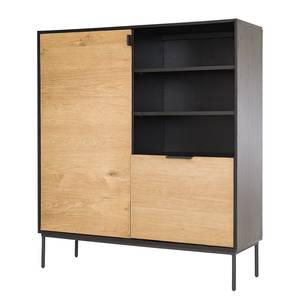 Highboard Xavi fineer van echt hout/metaal - eikenhout/zwart eikenhout