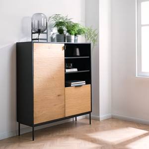 Buffet haut Xavi Placage en bois véritable / Métal - Chêne / Chêne noir