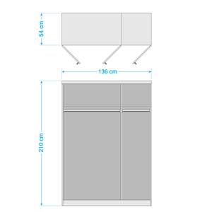 Draaideurkast Alabama Alpinewit - 136 x 210 cm - Basic - Zonder spiegeldeuren