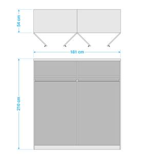 Armoire à portes battantes Alabama Imitation chêne de Sonoma - 181 x 210 cm - Basic - Sans portes miroir