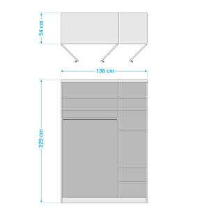 Draaideurkast Alabama Alpinewit - 136 x 229 cm - Classic - Zonder spiegeldeuren