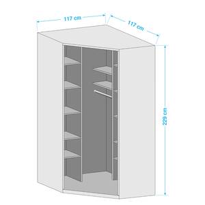 Drehtüren-Eckschrank Alabama I Eiche Sonoma Dekor - Höhe: 229 cm - 2 Spiegeltüren