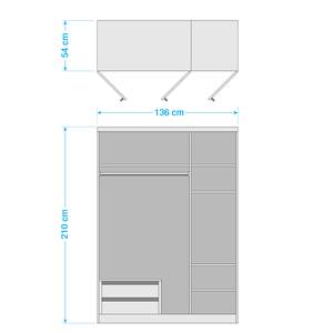 Drehtürenschrank Alabama Alpinweiß - 136 x 210 cm - Premium - Mit Spiegeltür/-en