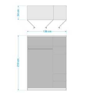 Draaideurkast Alabama Alpinewit - 136 x 210 cm - Classic - Met spiegeldeuren