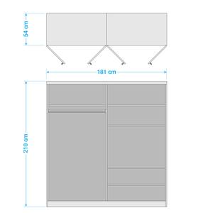 Drehtürenschrank Alabama Alpinweiß - 181 x 210 cm - Classic - Mit Spiegeltür/-en