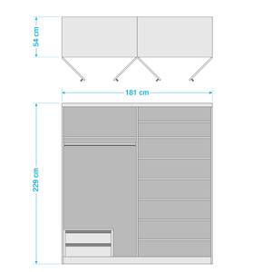 Drehtürenschrank Alabama Alpinweiß - 181 x 229 cm - Premium - Mit Spiegeltür/-en