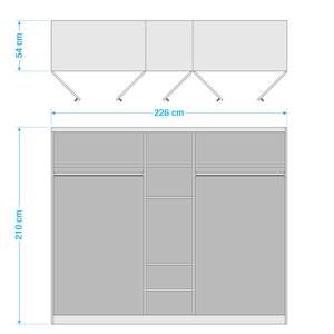 Armoire à portes battantes Alabama Imitation chêne de Sonoma - 226 x 210 cm - Classic - Avec portes miroir