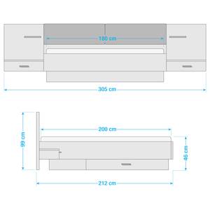 Bedframe Barbourville Bruin - Wit - Plaatmateriaal - 305 x 99 x 212 cm