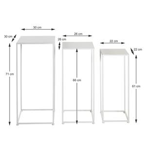 Bijzettafel Blomac (set van 3) Wit - Metaal - 30 x 71 x 30 cm