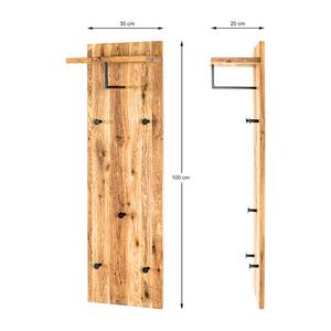 Garderobenpaneel Oderen II Eiche massiv / Metall - Eiche / Schwarz