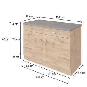 Unterschrank Sorrento I Grau / Wotaneiche Dekor - Breite: 100 cm