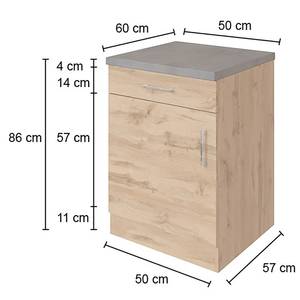 Unterschrank Sorrento I Wotaneiche Dekor / Graphit - Breite: 50 cm