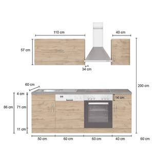 Keukenblok Sorrento II Eikenhoutlook wotan/Grafiet - Met elektrische apparatuur