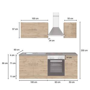 Keukenblok Sorrento I Eikenhoutlook wotan/Grafiet - Zonder elektrische apparatuur