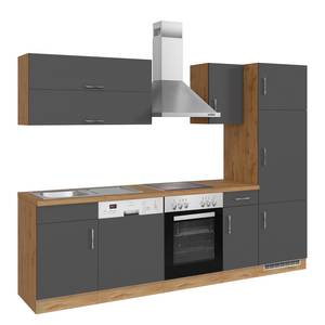 Küchenzeile Sorrento IV Grau / Wotaneiche Dekor - Mit Elektrogeräten