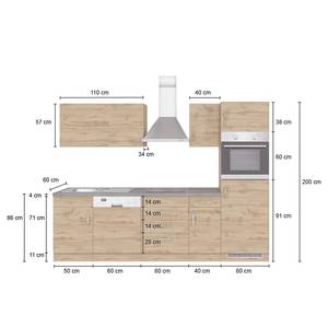 Keukenblok Sorrento VI Eikenhoutlook wotan/Wit - Zonder elektrische apparatuur