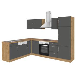 Eck-Küchenzeile Sorrento II Grau / Wotaneiche Dekor - Mit Elektrogeräten