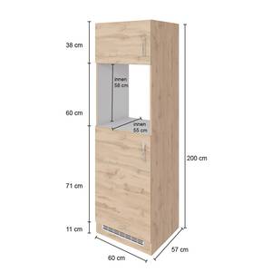 Oven-/koelkastombouw Sorrento Grijs/Eikenhoutlook wotan