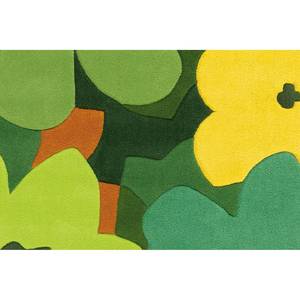 Laagpolig vloerkleed Sam Flowers I acryl - Groen - 140 x 200 cm