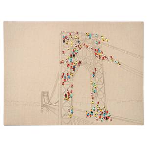 Impression sur toile Foule II Toile - Beige