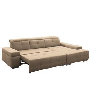 Ecksofa Beutin Flachgewebe - Flachgewebe Olea: Taupe - Longchair davorstehend rechts - Mit Schlaffunktion