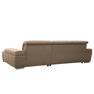 Ecksofa Beutin Flachgewebe - Flachgewebe Olea: Taupe - Longchair davorstehend rechts - Mit Schlaffunktion