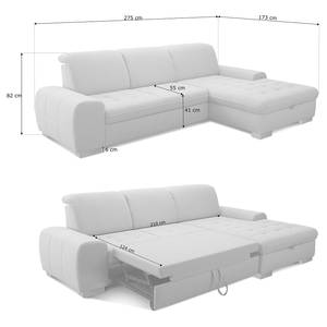 Ecksofa Boussay Webstoff - Webstoff Neli: Grau - Longchair davorstehend rechts - Mit Schlaffunktion