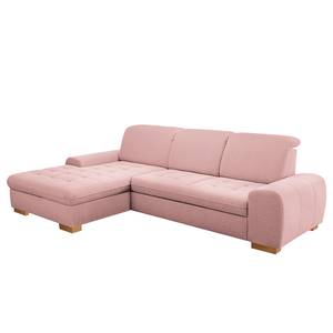 Ecksofa Boussay Webstoff - Webstoff Neli: Rosa - Longchair davorstehend links - Mit Schlaffunktion