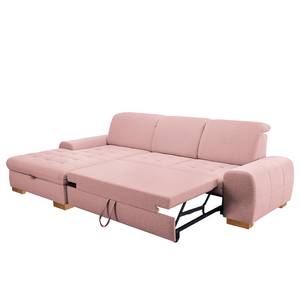 Ecksofa Boussay Webstoff - Webstoff Neli: Rosa - Longchair davorstehend links - Mit Schlaffunktion