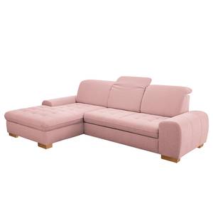 Ecksofa Boussay Webstoff - Webstoff Neli: Rosa - Longchair davorstehend links - Mit Schlaffunktion