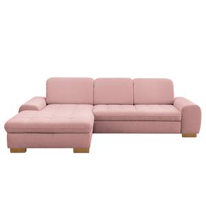 Ecksofa Boussay Webstoff - Webstoff Neli: Rosa - Longchair davorstehend links - Mit Schlaffunktion