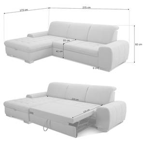 Ecksofa Boussay Webstoff - Webstoff Neli: Rosa - Longchair davorstehend links - Mit Schlaffunktion