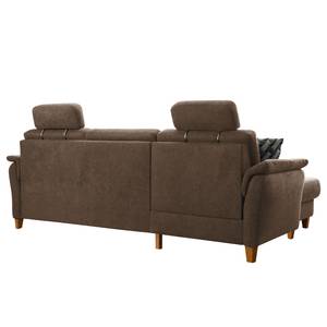 Ecksofa Baulon I Flachgewebe - Flachgewebe Ama: Nougat - Longchair davorstehend links - Mit Schlaffunktion