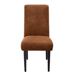 Gestoffeerde stoel Gramont antieke leerlook - Microvezel Priya: Cognackleurig
