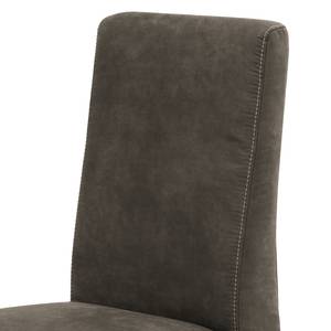 Chaise capitonnée Gramont Aspect cuir vieilli - Microfibre Priya: Anthracite