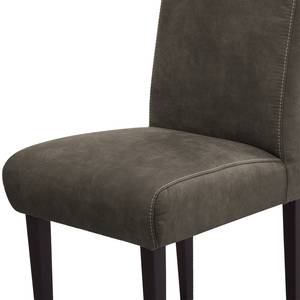 Chaise capitonnée Gramont Aspect cuir vieilli - Microfibre Priya: Anthracite