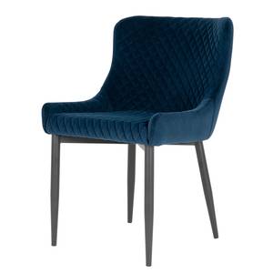 Chaise capitonnée Batilly I Velours / Acier - Bleu marine