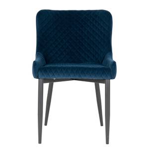 Chaise capitonnée Batilly I Velours / Acier - Bleu marine