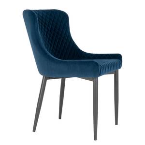 Chaise capitonnée Batilly I Velours / Acier - Bleu marine