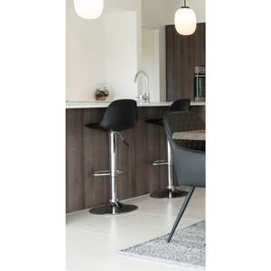 Chaises de bar (lot de 2) Imitation cuir / Chrome - Noir / Chrome