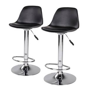 Chaises de bar (lot de 2) Imitation cuir / Chrome - Noir / Chrome