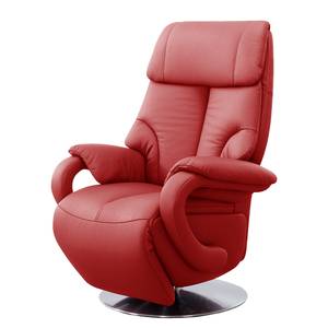 Fauteuil relax Foulbec Cuir véritable - Cuir Pua: Rouge - Fonction relaxation