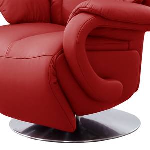 Relaxfauteuil Foulbec echt leer - Leer Pua: Rood - Relaxfunctie