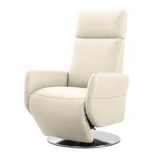 Relaxfauteuil Bosville echt leer - Leer Pua: Crèmekleurig - Relaxfunctie - Handmatig verstelling