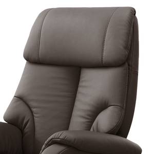 Relaxfauteuil Foulbec echt leer - Leer Pua: Donkerbruin - Relaxfunctie