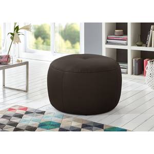 Gestoffeerde Hocker Monteux echt leer - Leer Pua: Donkerbruin - 63 x 63 cm