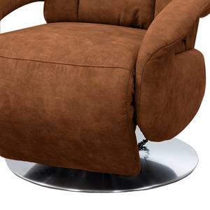 Relaxfauteuil Givors microvezel - Microvezel Priya: Cognackleurig - Relaxfunctie - Met opstahulp