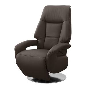 Relaxfauteuil Givors echt leer - Leer Pua: Donkerbruin - Relaxfunctie - Met opstahulp